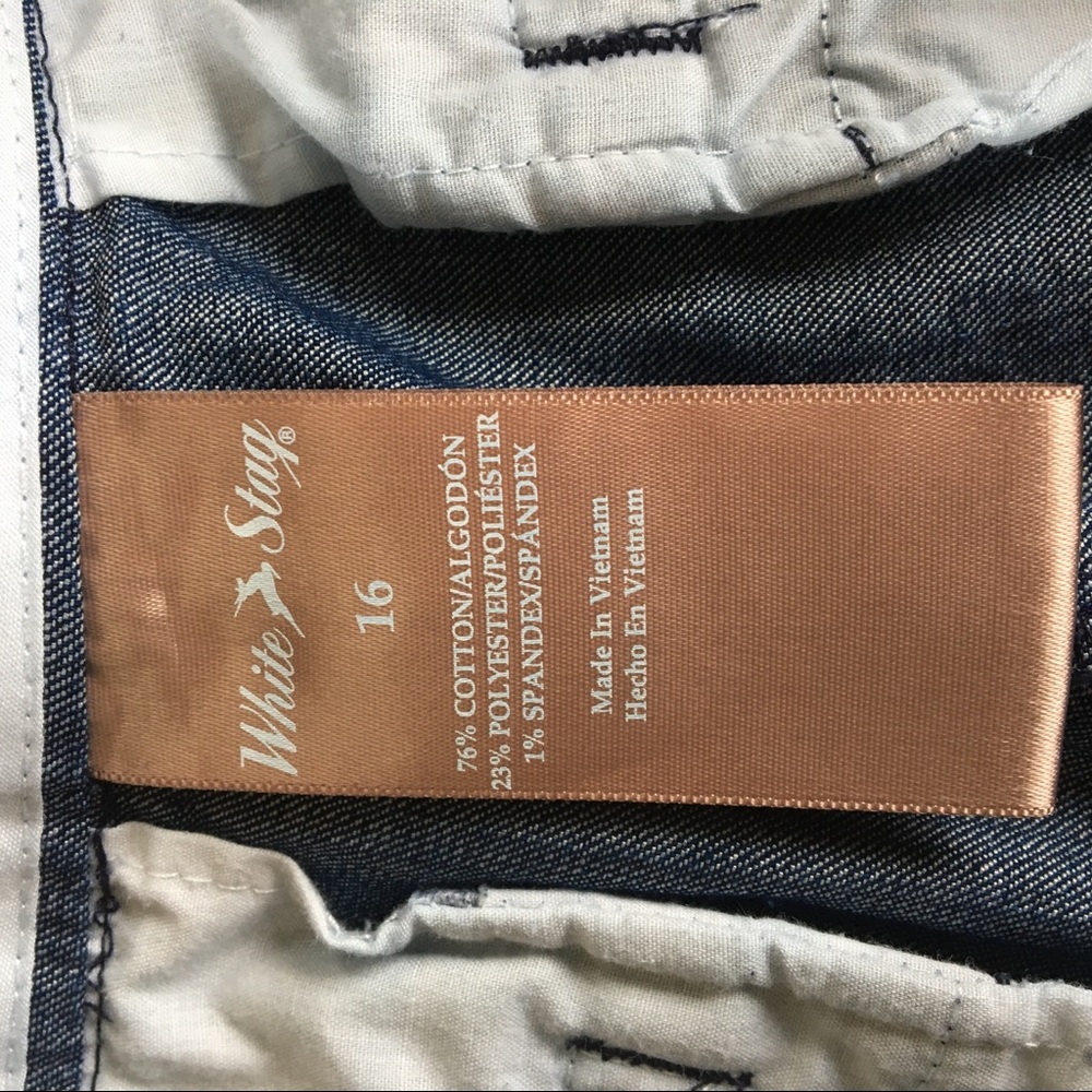🎁2/$12 SZ16 WHITE STAG LIGHTWEIGHT BLUE DENIM ZIPPER FRONT 76% COTTON CAPRIS - Picture 7 of 13